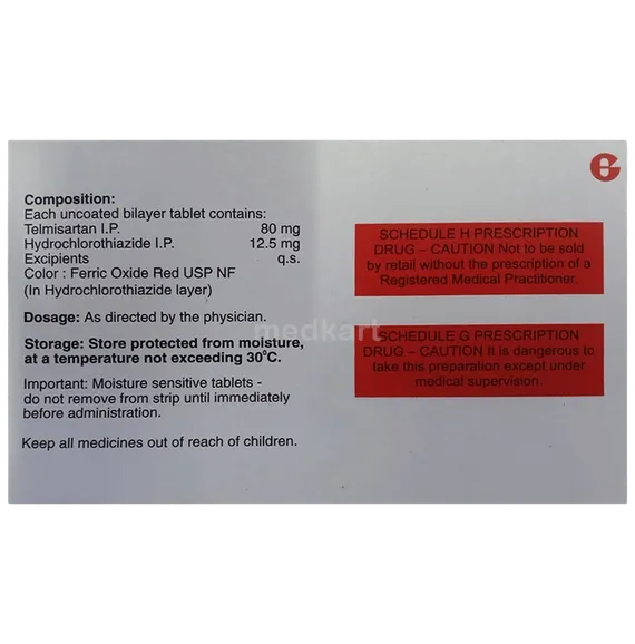 telma h 80mg tablet 15's